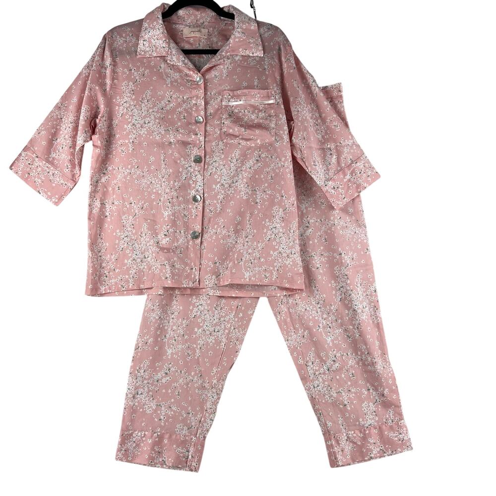 Papinelle Womens Cheri Blossom Pajama Set S Pink Floral Cotton
